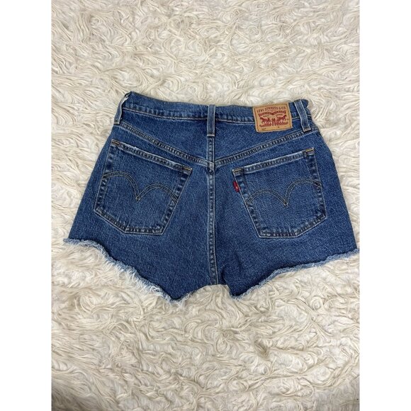 Levi's Premium 501 Jean Shorts Women's Button Fly Distressed Cut-Off Denim Sz 27 - Picture 2 of 10